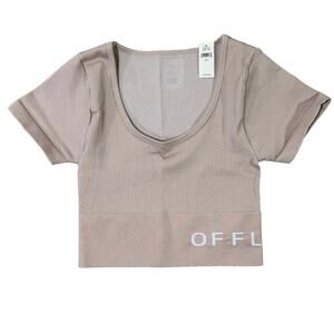 NWT OFFLINE by Aerie Cropped Ribbed Seamless Tee Size S